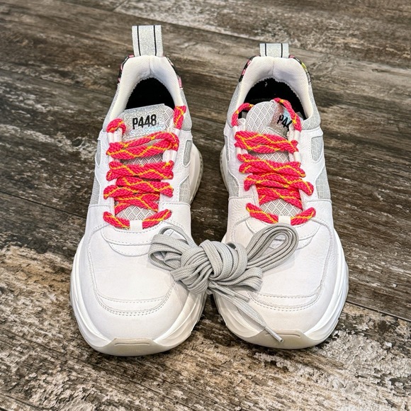 P448 Luke Sneakers Shoes Womens Size 41 White Gray Leopard Designer $350 NIB - Picture 10 of 16